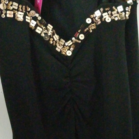 Black gold beaded open back Dress NWT - Picture 4 of 7